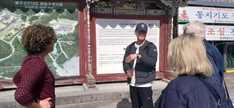 Private guide showing visitors the night lights of Donggung Palace and Wolji Pond on a gyeongju city tour in Gyeongju, South Korea